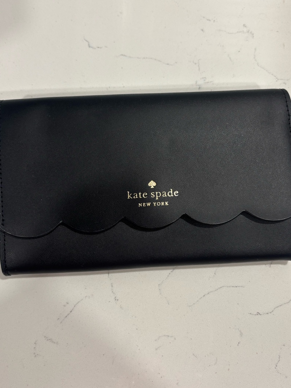 Kate Spade black scallop-edge leather purse